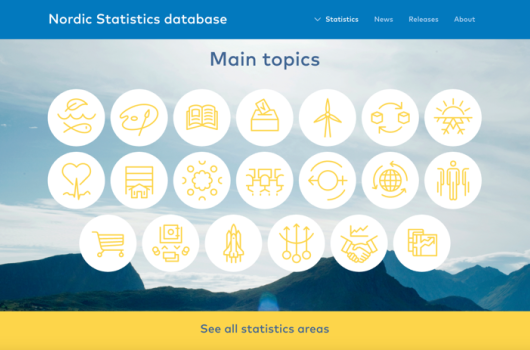 Image of the new digital platform, the Nordic Statistics database
