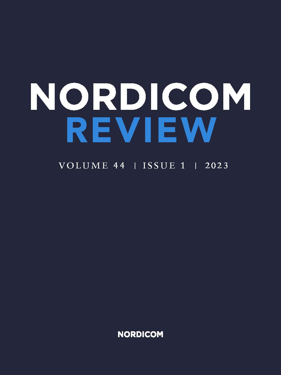 Blue cover Nordicom Review vol 44 issue 1