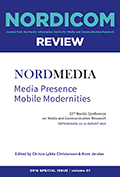 Cover of Nordicom Review 37 (Special Issue) 2016.