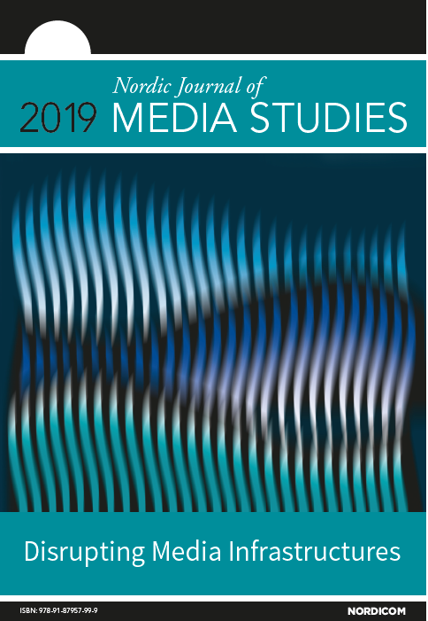 Cover of Nordic Journal of Media Studies 2019 vol. 1