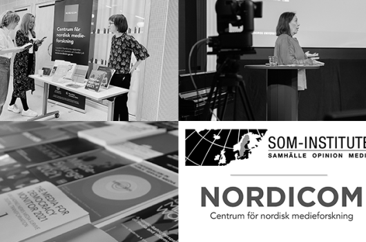 Staff members, publications and the logo of Nordicom and the SOM institute