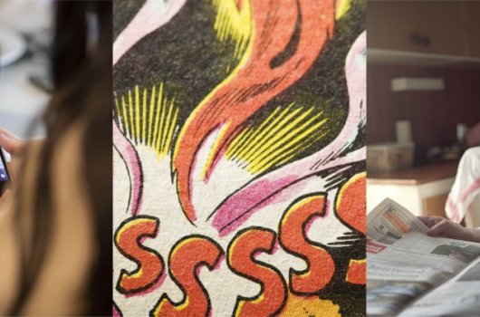 Bilder av olika personer som använder medier