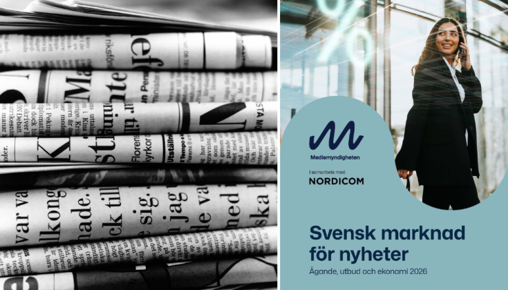 Hög med tidningar och rapportens omslag